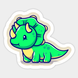 Cute Baby Triceratops Cartoon Sticker